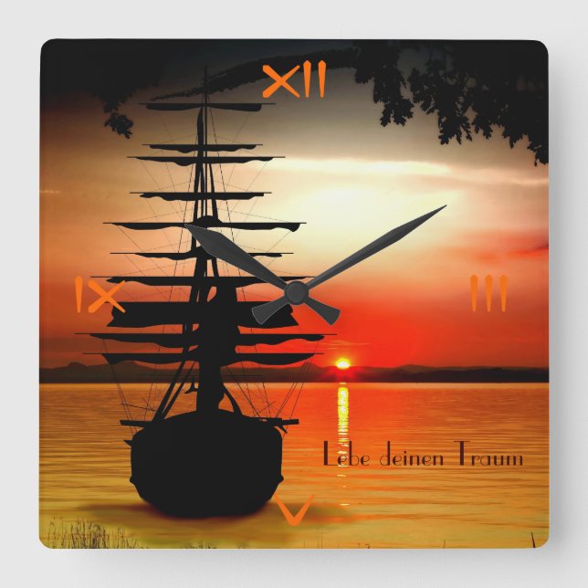 Lebe deinen Traum Uhr Fyrkantig Klocka (Framsida)