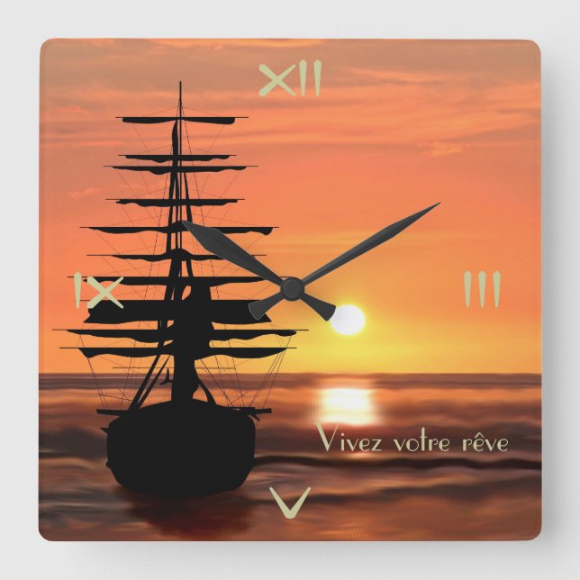 Lebe deinen Traum Uhr Fyrkantig Klocka (Framsida)