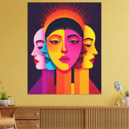 Lebendige abstrakte geometrische Köpfe Canvastryck