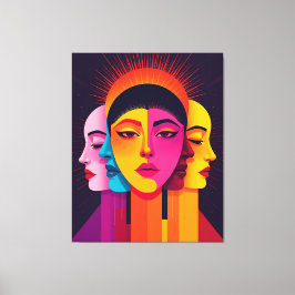 Lebendige abstrakte geometrische Köpfe Canvastryck