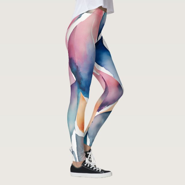 Lebendige Aquarellstreifen - dynamische Leggings (Höger)