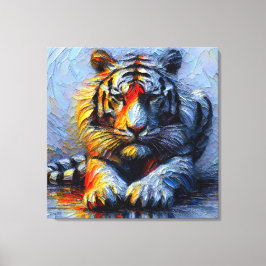 Lebendiger Pinselstrich - Liegender Tiger Canvastryck