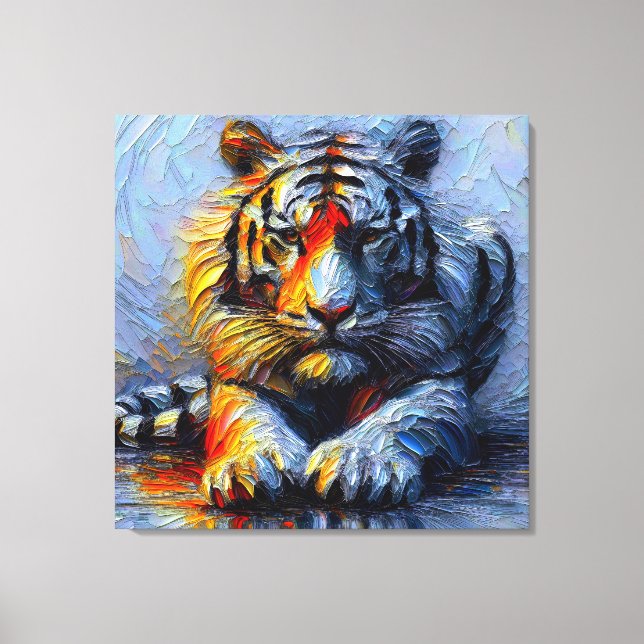 Lebendiger Pinselstrich - Liegender Tiger  Canvastryck (Framsida)