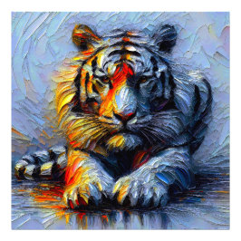 Lebendiger Pinselstrich - Liegender Tiger Fototryck