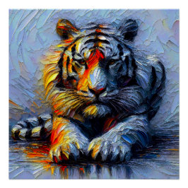 Lebendiger Pinselstrich - Liegender Tiger Perfect Poster