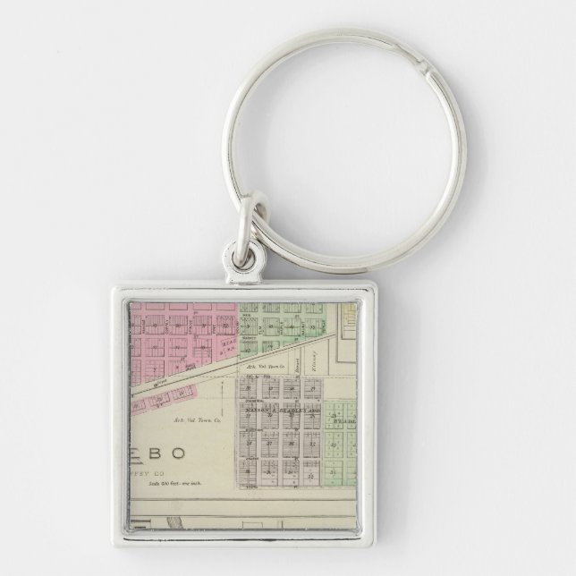 Lebo, Le Roy och Strawn, Kansas Fyrkantig Silverfärgad Nyckelring (Framsidan)