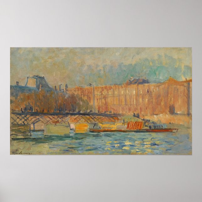 Lebourg - Louvre och Pont Des Arts Poster (Framsidan)