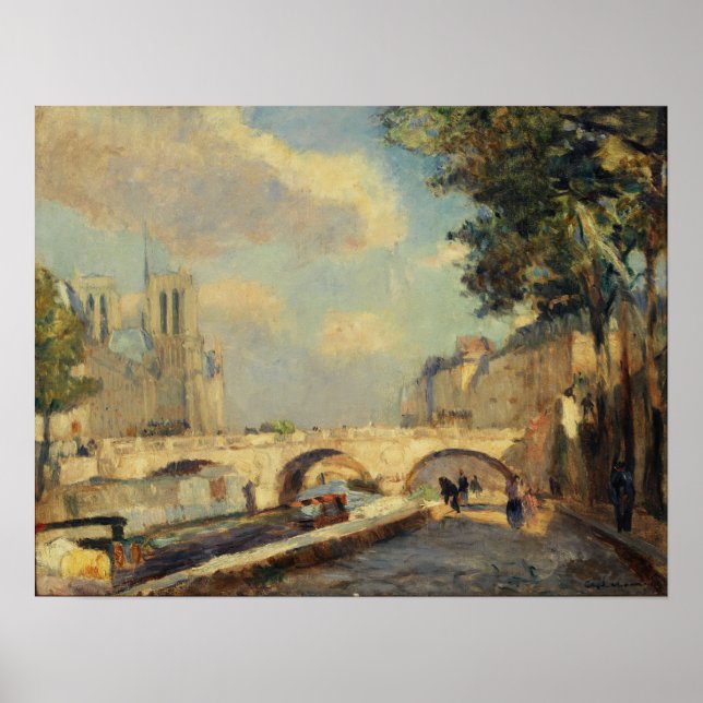 Lebourg - Seine i Paris vid Notre Dame 1902 Poster (Framsidan)