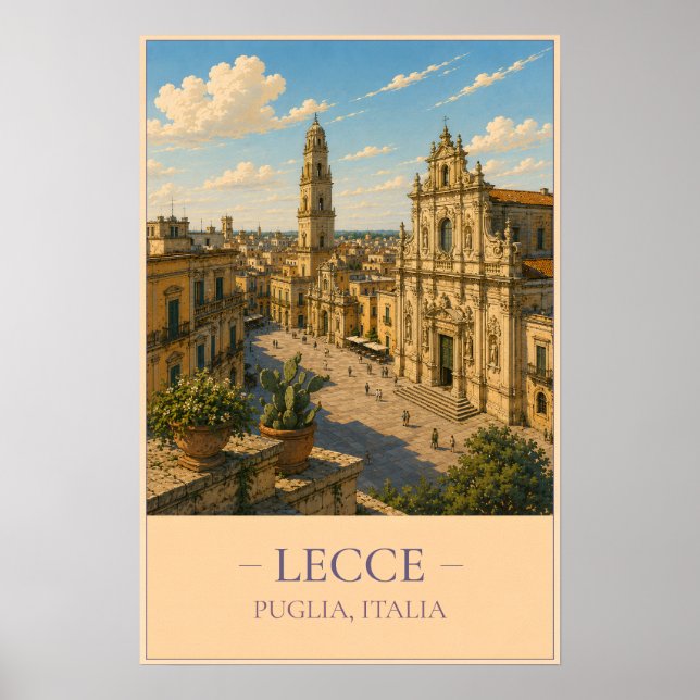 Lecce, Italy – Vintage Travel Poster (Framsidan)