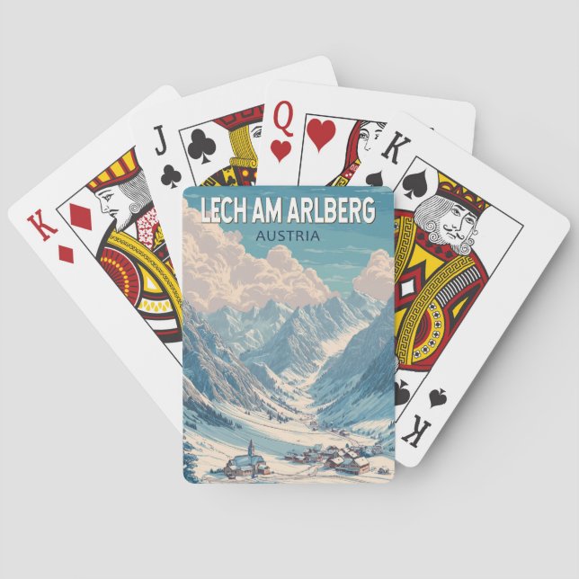 Lech am Arlberg Austria Illustration Travel Art Casinokort (Baksidan)
