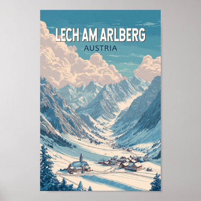 Lech am Arlberg Austria Illustration Travel Art Poster (Framsidan)