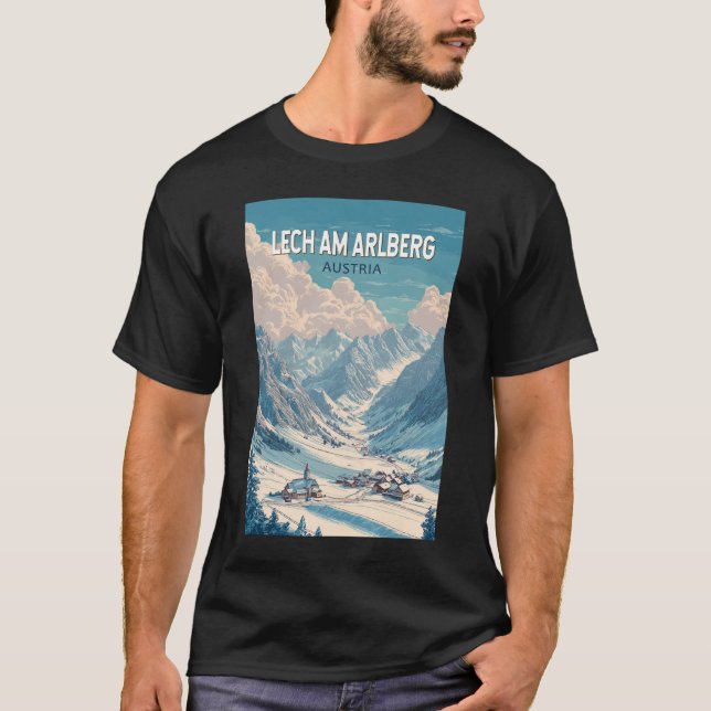 Lech am Arlberg Austria Illustration Travel Art T Shirt (Framsida)