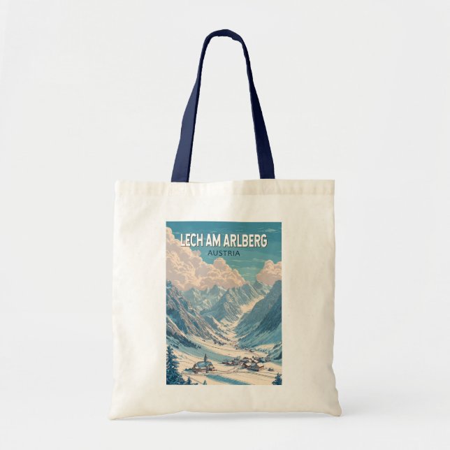 Lech am Arlberg Austria Illustration Travel Art Tygkasse (Framsidan)