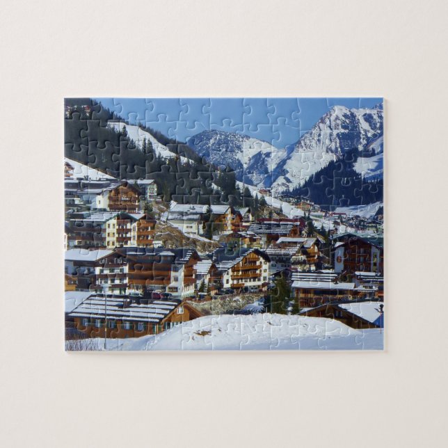 Lech am Arlberg i Österrike - Puzzle Pussel (Horisontell)