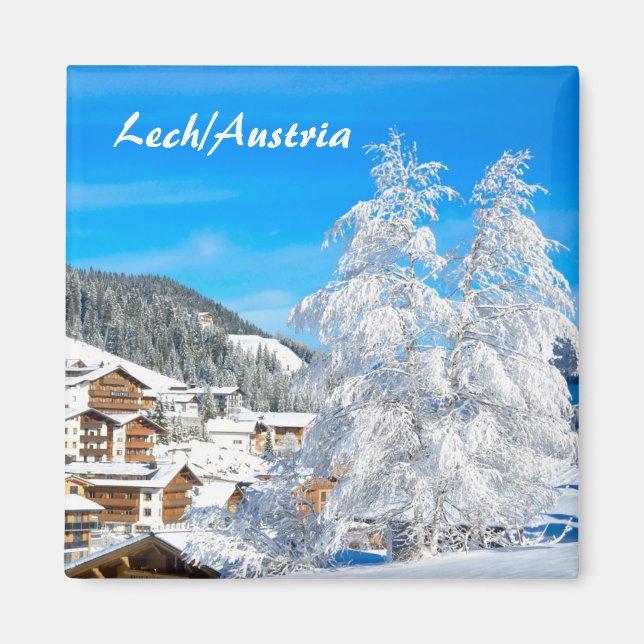 Lech am Arlberg i Österrike - Souvenir Magnet (Framsidan)