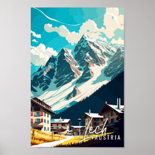Lech Austria Art vintage resor illustration Poster