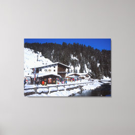Lech Austria Winter Helgdag Card Canvastryck