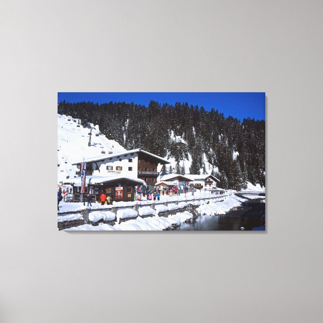 Lech Austria Winter Helgdag Card Canvastryck (Framsida)