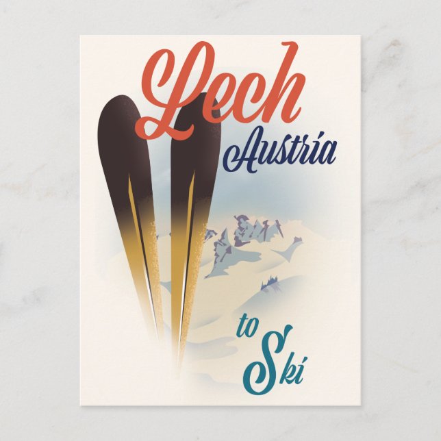 Lech Österrike skidposter Vykort (Framsida)