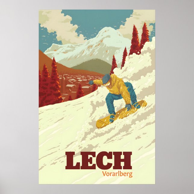 Lech Snowboard Reseskylt Poster (Framsidan)