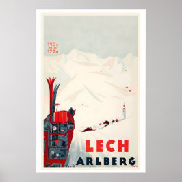 Lech vid Arlberg Österrike Vintage Skidposter Poster
