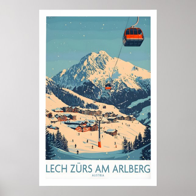 Lech Zürs am Arlberg Skiddekorationsaffisch 1 Poster (Framsidan)