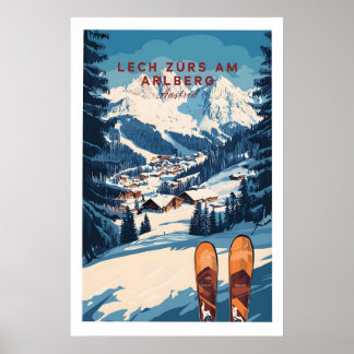 Lech Zürs am Arlberg skidvägg konst skidtryck 1 Poster