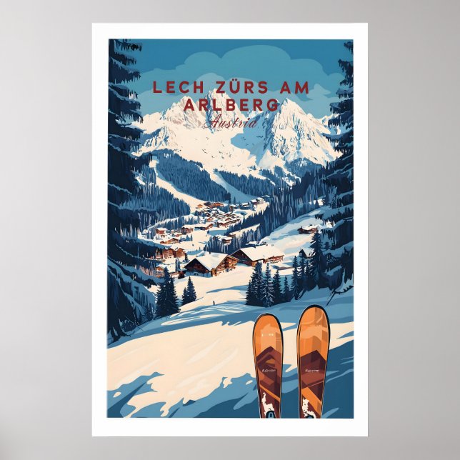 Lech Zürs am Arlberg skidvägg konst skidtryck 1 Poster (Framsidan)