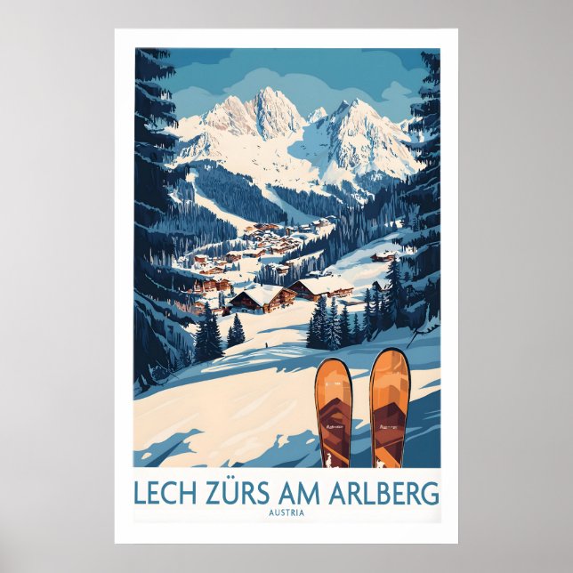 Lech Zürs am Arlberg Skidvägg Konst Skiposter 1 Poster (Framsidan)