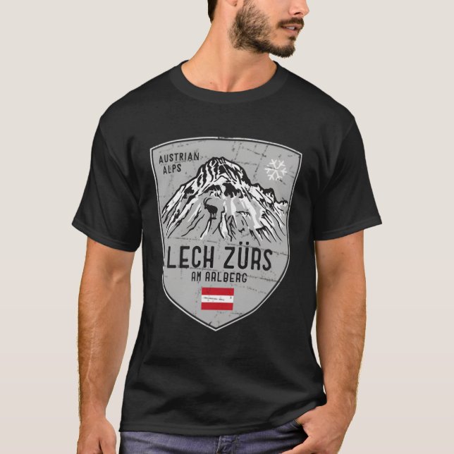 Lech Zurs Arlberg Austria Emblem T Shirt (Framsida)