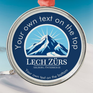 Lech Zürs Arlberg Austria ski medal Metall Ornamen Julgransprydnad Metall