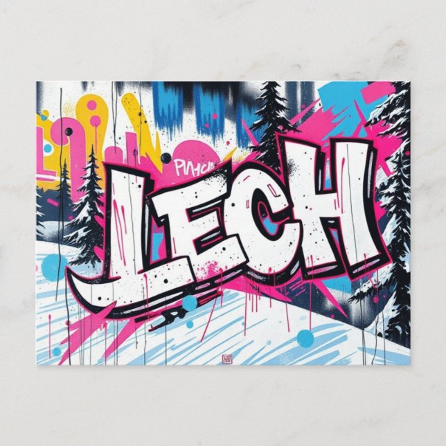 Lech Zürs Austria Ski graffiti Postcard Vykort (Framsida)