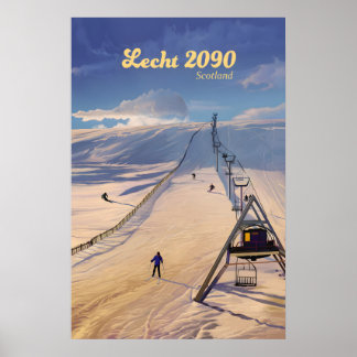 Lecht 2090 Skidliftanläggning i Skottland Resaaffi Poster