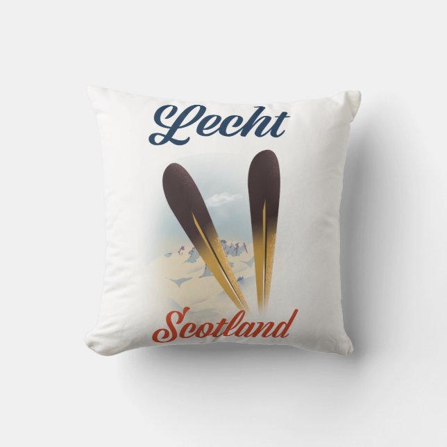Lecht Scotland Ski poster resekonst Kudde (Framsida)