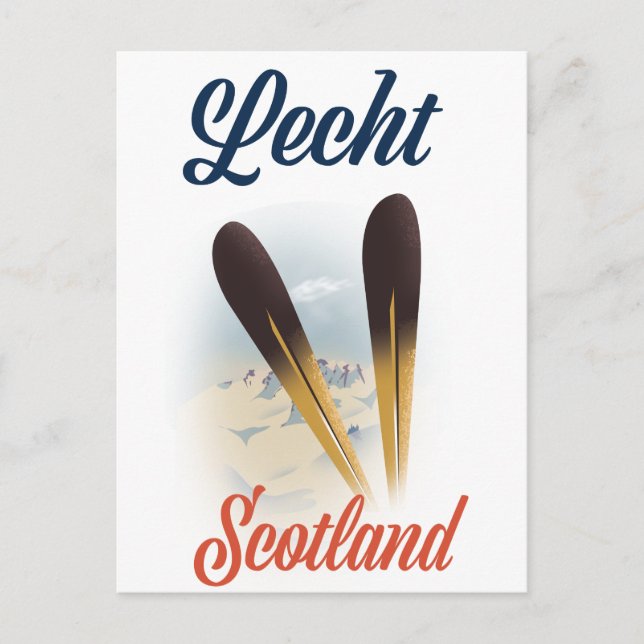 Lecht Skottland Skidposter reskonst Vykort (Framsida)