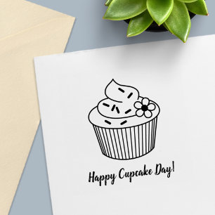 Lecker Cupcake med Frosting Anpassad Text Självfärgande Stämpel