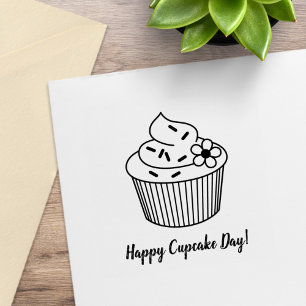Lecker Cupcake med Frosting Anpassad Text Stämpel