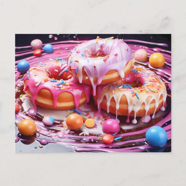 Lecker donut med socker glasur, toppvy. Belagd Vykort (Framsida)