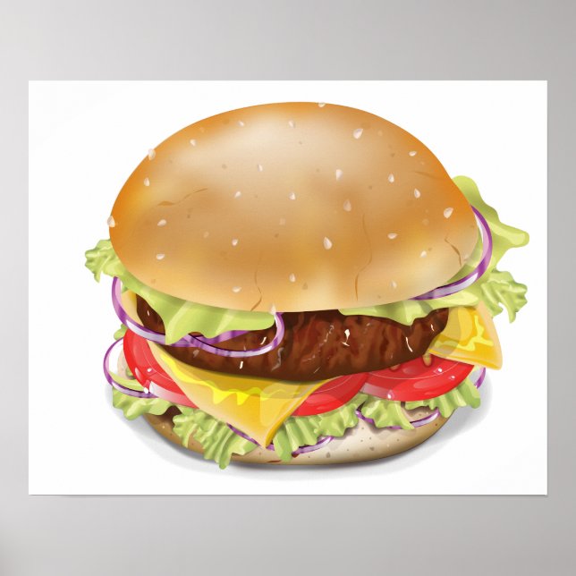 Lecker hamburgare eller cheeseburgare. poster (Framsidan)