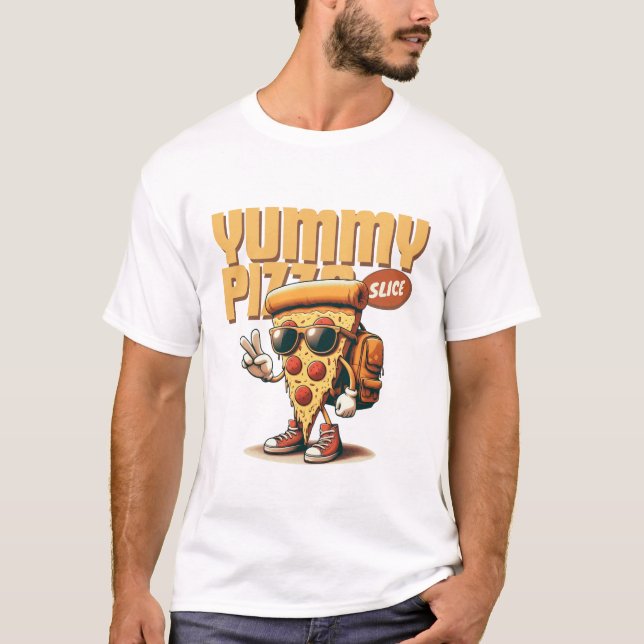 Lecker pizza skiva t shirt (Framsida)