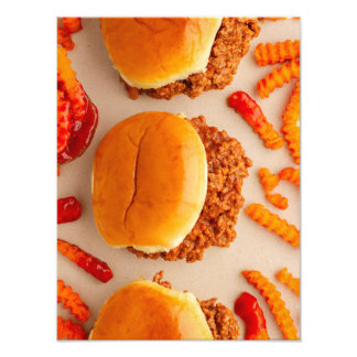 Lecker Sloppy Joe och pommes frites Fototryck
