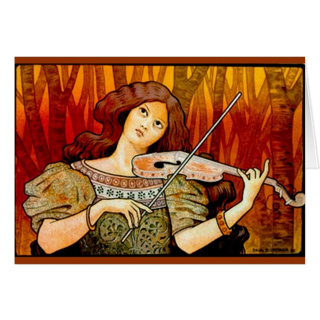 Lecons Music Violin Vintage affisch Hälsningskort (Framsidan Horizontal)