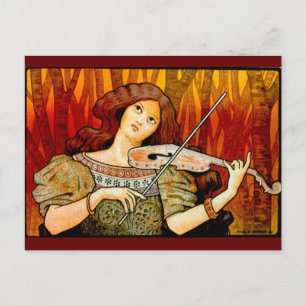 Lecons Music Violin Vintage affisch Vykort