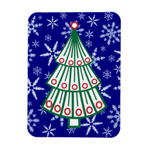 Led Julgran på Snowflake Snöstorm Magnet