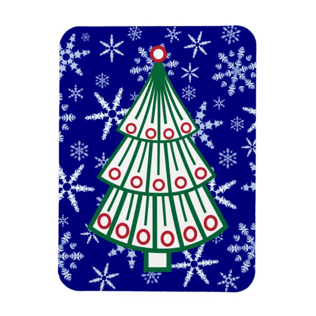Led Julgran på Snowflake Snöstorm Magnet (Vertikal)
