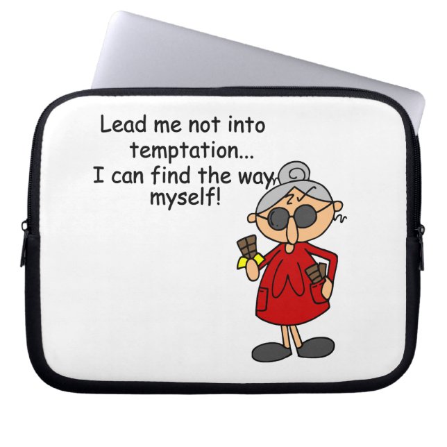 Led mig inte till Tempation Humor Laptop Sleeve (Framsidan)