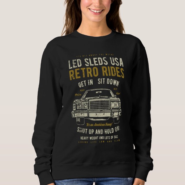 Led Sleds Automotive Nostalgia Distressed Retro Ca T Shirt (Framsida)
