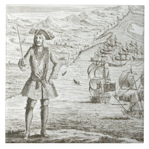 Leda Bartholomew Roberts (1682-1722) med två s Kakelplatta