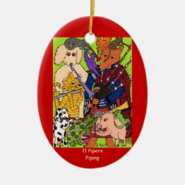 Leda i rör för 11 pipblåsare julgransprydnad keramik