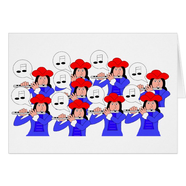 Leda i rör för 9 pipblåsare hälsningskort (Framsidan Horizontal)